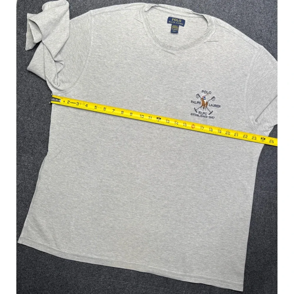 Polo Ralph Lauren Mens 2XL Grey Waffle Knit Long Sleeve Sleep Shirt RLPC‎ Crest